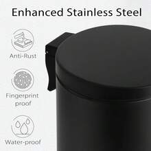 1.2 Gallon Small Black Trash Can, 4.5 Liters Bathroom Garbage Can With Lid, Mini Step Trash Bin, Stainless Steel Wastebasket For Bathroom, Bedroom, Office (Matte Black),MatteBlack - 霧面黑色 - 查看 4