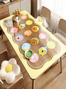 1pc Transparent PVC Soft Glass Tabletop Mat, Waterproof, Oil-Proof, Heat-Resistant, Easy To Clean, Cartoon Design, Suitable For Tablecloth, Placemat, Coaster, Draining Mat, Etc. - Multicolor - View 5