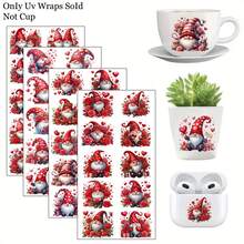 40PCS Valentines Gnome Theme Rub On Transfer Stickers Vinyl Decals Set - Versatile , Gnome Love Roses Pattern Theme Sticker For Cup, Furniture, Glass, Easy Apply DIY Home & Life Inspired - Multicolor - View 7