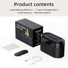 1pc 150ml 7 Colors Lighting Flame Ultrasonic Aroma Diffuser With Digital Clock, Remote Control, Aromatherapy Diffuser Machine, Portable USB Essential Oil Desktop Diffuser Air Humidifier, Ideal For Home & Office Decor