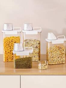 1 Paquete Contenedor de Almacenamiento de Alimentos Hermético con Tapa, a Prueba de Insectos, a Prueba de Humedad, a Prueba de Fugas, Bote de Cocina Portátil para Arroz, Harina, Nueces, Cereales, Organizador de Despensa Doméstica, Accesorio de Cocina Imprescindible - transparente - Ver 12