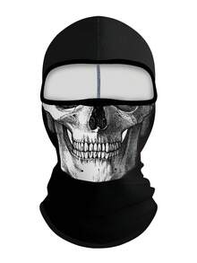 1pc Unisex Autumn/Winter Elastic Moisture-Wicking Motorcycle Riding Balaclava Printed Face Mask, Suitable For Outdoor Activities, Parties, Cosplay - Multicolor - View 3
