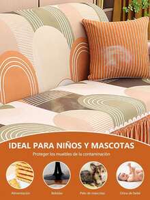 Fundas Para Sillones - Funda Elástica para Sillón y Sofá de 1, 2 o 3 Personas, Estampado Geométrico Moderno con Falda Elegante, Protector de Muebles Lavable y Antideslizante, Suave Cubierta para Sala de Estar, Hogar Familiar, Oficina y Espacios Comunes, Diseño Adaptable que Se Ajusta Perfectamente a Diferentes Tamaños, Resiste al Desgaste Diario y Protege Contra Manchas, Polvo y Daños, Ideal para Regalo de Día de Reyes y Año Nuevo, Perfecta para Reuniones Familiares de Enero - Naranja - Ver 6