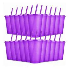TendenciaVasos Reutilizables Plástico 500ml Con Tapa Y Popote, 20pcsCalidad premium - Violeta - Ver 10