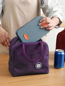 1个小熊图案保温午餐包，耐用牛津布便携式保温午餐手提袋，可重复使用，适用于户外、办公室、旅行、海滩、野餐，大容量午餐包 - 彩色 - 查看 2