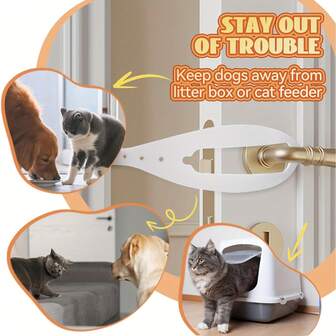 4pcs Door Stopper Pet Door,  4pcs Door, Keep Dog Out Of Litter Box And Food, Door Prop With 5 Adjustable Size Strap 2.5-6 Wide, No Measuring, Easy To Install RTRE