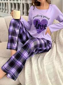 Pijama de mujer de 2 piezas con estampado 3D, nuevo de otoño e invierno, manga larga y pantalón largo, cómodo y suelto - TZ1328 - Ver 8