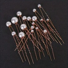 18件套仿珍珠发夹，新娘头饰发夹，U型发夹，简约婚礼发型发饰，情人节配饰 - 白色 - 查看 8