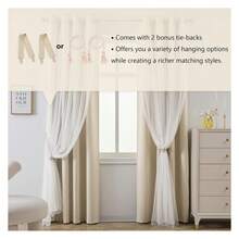 Beige Blackout Curtains For  Bedroom - 52x84 Inch, 2 Panels - 如圖08所示 - 查看 3