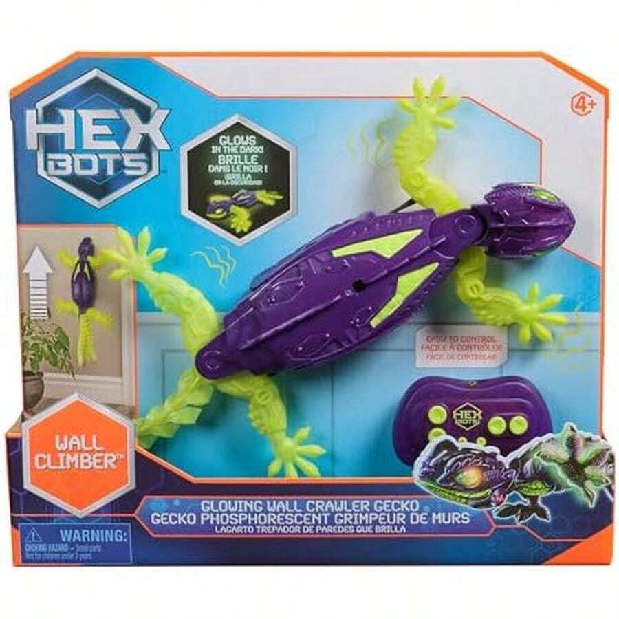 HEX BOTS, Glow-in-The-Dark Gecko, Juguetes robóticos por Control Remoto Recargables, Juguetes Que Trepan por Las Paredes para gastar bromas, para niños y niñas a Partir de 4 años - / - Ver 1
