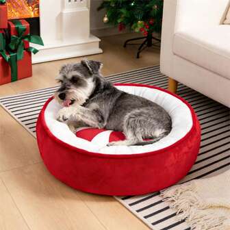 Hollypet 1 Stück Weihnachts-Süßigkeiten Haustierbett für kleine Hunde, waschbar, rutschfest, weich & bequem, geeignet für kleine/mittlere Katzen und Hunde, Weihnachtsgeschenk für Haustiere
