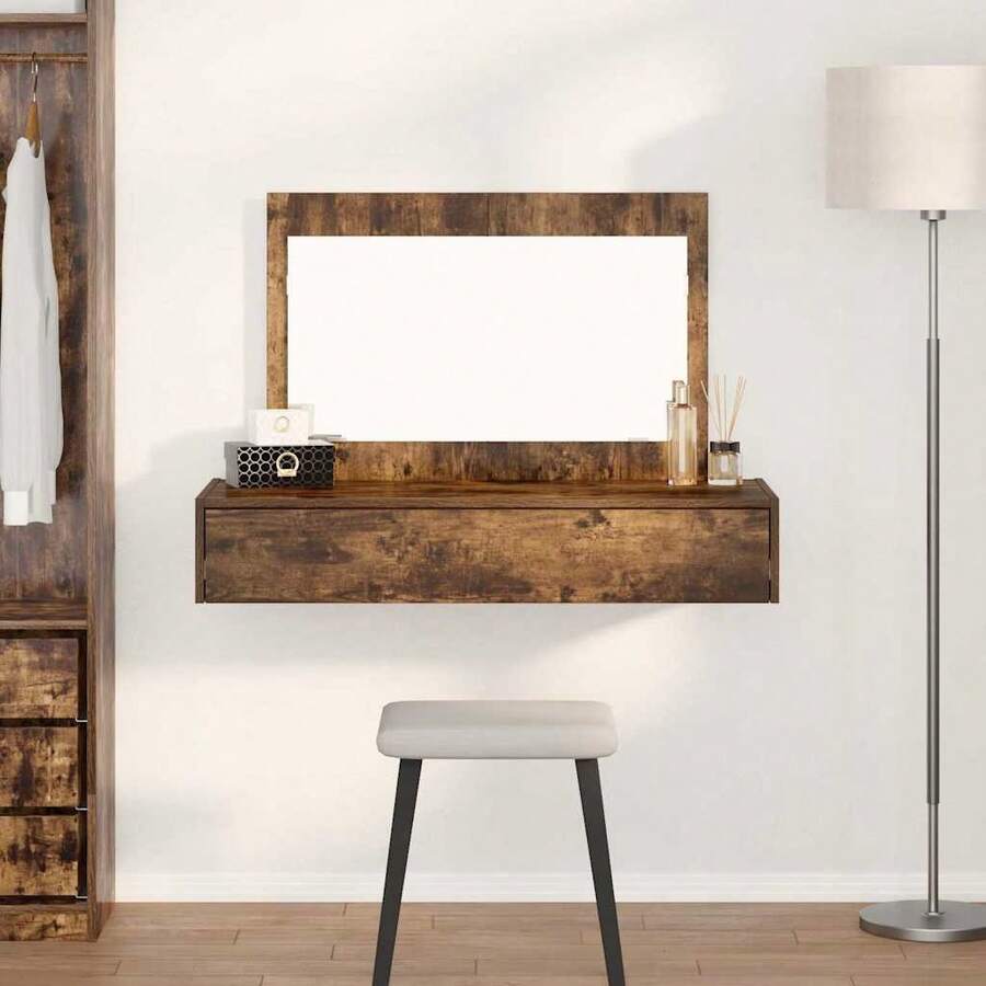 Larryhot Mesa Tocador Marrón 100 x 40 x 70 cm Madera de ingeniería, Fácil de armar, elegante en diseño y práctico para organizar, la elección ideal para el almacenamiento y decoración del hogar - Marrón - Ver 1