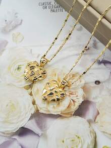 Mặt dây chuyền hình trái tim đính đá và hoa văn vàng ròng, thời trang và thanh lịch, phù hợp cho cả nam và nữ, thích hợp để đeo hàng ngày, dự tiệc, họp mặt. Món quà lý tưởng cho Ngày Valentine, Giáng sinh, Halloween, kỷ niệm, sinh nhật, bạn gái, mẹ. - B - Xem 3