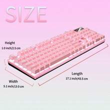 104键有线USB电脑键盘，带白色背光，即插即用，适合游戏玩家和打字员，兼容Windows PC、笔记本电脑，适用于办公和家庭使用。 - 粉色 - 查看 7