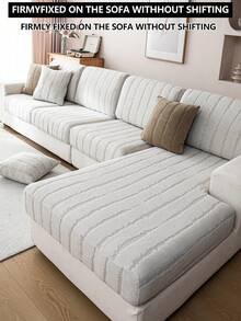 1件装弹力沙发套，防滑全覆盖沙发座套，四季通用沙发垫套，加厚面料沙发毯，可机洗，防尘，宠物友好，家居装饰，可调节尺寸，适用于转角沙发、卧室、办公室、客厅，1/2/3/4人座 - 淺灰色 - 查看 7