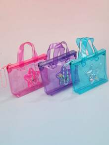 Girls' Fashion Star Glitter Mini Coin Purse, Transparent Jelly Storage Bag, Party Supplies Small Gift Pouch - Multicolor - View 2