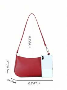 Women's Minimalist Underarm One Shoulder Baguette Bag, Suitable For Daily Commute, Travel, Shopping, And Strolling - Burgundy - View 3