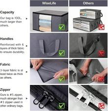 2Pcs Large Capacity Storage Bag,Non-Woven Quilt Storage Bag, Quilt Travel Moving Storage Packing Bag, Clothes Luggage Storage Bag, For Seasonal Storage And Organization Decorations Autumn Decor Festival Decor Room Decor Home Decor Fall Decor Bedroom Decor Christmas For Holiday Gift Giving - Xám - Xem 3