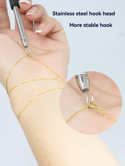 1pc Bracelet Wearing Assist Tool, Bracelet Clasp Hook Assist Tool For Wrist Bracelet Wearing, Odorless, Batteryless - Minimalist Jewelry Necklace Clasp Wearing Tool, Fashionable Metal Accessory, Easy Beauty Personal Care Styling Tool (Adjustable Length), Affordable Price, Christmas Gift, Cosmetics, Makeup Tools, Inexpensive Goods, Gift, Women Gift, Christmas Gift,Giveaways,Travel,Cheap Stuff,Travel Essential
