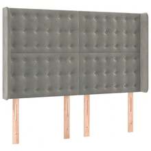 vidaXL Tête de lit com oreilles cinza clair 147x16x118/128 cm veludo - Cinza - Ver 3