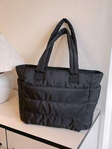 女士托特包，轻便蓬松托特包，带隔层，绗缝单肩包，手提包，适合旅行、工作、健身，也适合返校、上课和通勤。 - 彩色 - 查看 2