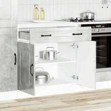 vidaXL Armoire de cuisine Kalmar gris béton bois d'ingénierie - Gris - Voir 3