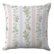 Floral Pillow Cover 18x18 – Classic Vintage Rose Cushion With Striped Blossom Pattern – Shabby Chic Throw Pillow Case For Sofa, Bed Or Cottagecore Decor - 經典玫瑰 - 查看 1