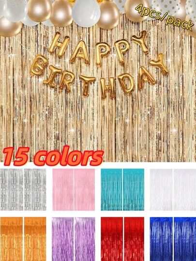 1/2/3/4pcs Glittery Tinsel Curtain, Birthday Party Decorative Rain Curtains, Multicoloured Foil Fringe Curtain Including Golden, Silvery, White, Orange, Red, Birthday Party Background Decoration Hanging Banner, Wedding Decoration, Bridal Shower Decoration, Babe Shower Decoration, Anniversary Decoration, G Irl Lady Party Decor, Room Wall Decor, Birthday Party Supplies, Indoor/Outdoor Party Decor, Home Decor, Party Photo Props