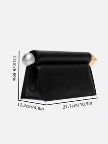 新款时尚可拆卸链条手拿包，女士奢华设计师手提包，适合搭配连衣裙，出席正式场合，优雅高贵 - 黑色 - 查看 4