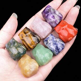 1pc 1-Inch Crystal Carved Owl, Crystal Ornament, Cute Meditation Stone Home Decor