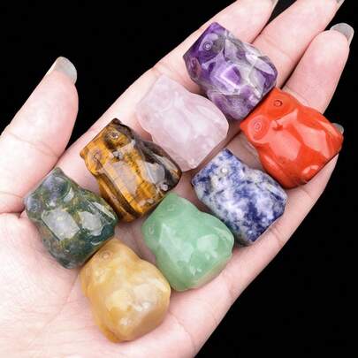 1 bucată bufniță sculptată cu cristal de 1 inch, ornament de cristal, decor drăguț de piatră de meditație