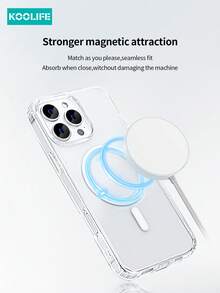 1pc Koolife Magnetic Wireless Charging Anti-Drop Phone Protective Case, PC Backboard + TPU, Transparent Material, Compatible With IPhone 17 ProMax/17/17 Pro/17 Air/12/12 Pro/12 ProMax/13/13 Pro/13 ProMax/14/14 Plus/14 Pro/14 ProMax/15/15 Pro/15 Plus/15 ProMax/16/16 Pro/16 Plus/16 ProMax - Transparent + Butterfly Accessory Dust Plug - View 4