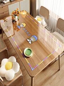 1pc Transparent PVC Soft Glass Tabletop Mat, Waterproof, Oil-Proof, Heat-Resistant, Easy To Clean, Cartoon Design, Suitable For Tablecloth, Placemat, Coaster, Draining Mat, Etc. - Multicolor - View 7