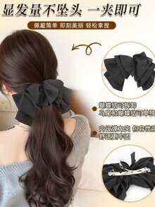 1pc Women's Detachable Extra Large Bow Wavy Hair Clip - Adds Volume, Versatile & Elegant, Essential Hair Accessory For Daily & Dates - Multicolor - View 6