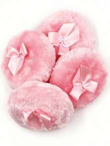 1Pc LiRong Powder Puff Talcum Powder Puff Long Fluff Sponge Powder Puff Dense Powder Set Makeup Replacement Powder Puff Pink Ribbon Powder Puff, Bow Puff, Powder Puff, Beauty Tools