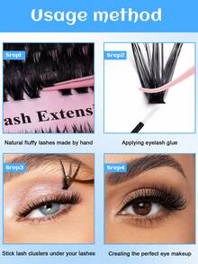 400pcs Eyelash Extensions, D Curl 9-16mm Mixed Length DIY Lash Extensions, 50pcs+60pcs Thick Mixed Set, Fluffy Segmented Lash Extensions, Natural Cluster Lash Extensions, Faux Mink Segmented Lash Extensions - D - View 9