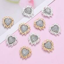 13x15毫米 10颗复古心形水钻贴片 - 闪亮DIY装饰，适用于外套、毛衣、衬衫、发饰和服装装饰、珠宝、美甲用品、外套装饰，闪亮效果 - 心形 - 查看 3