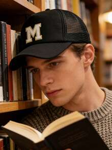 1顶个性化26字母卡车帽，透气可调节按扣，防晒棒球帽，适合日常佩戴、节日、旅行 - 黑色 - 查看 6