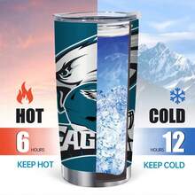 FAMILY UP 20oz Straight Tumbler - Eagle Football Team Sporty Style, Leak-Proof & Insulated, For Sports Fans' Game Days & Daily Drives - 1 Pc - 查看 5