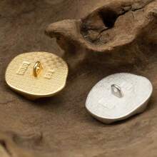 5pcs 1.8cm/2.3cm Asymmetrical Geometric Gold Metal Buttons, Matte Silver Curved Buttons For Blazer, Denim, Overcoat - Multicolor - View 10