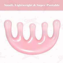 1pc Resin Massage Comb Scalp Massage Tool For Scalp Care Muscle Relaxation Gua Sha Meridian Massage-Tool For Head And Neck - Pink - View 4