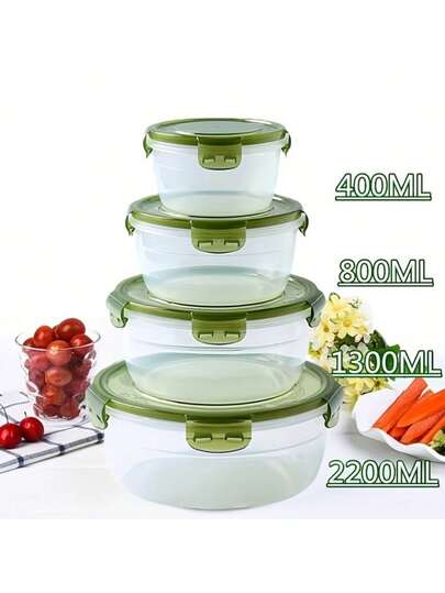 Purple/Green Transparent Airtight Food Storage Containers, Round Covered Meal Prep Containers, Best Food Containers To Keep Food Fresh, Plastic Mixing Bowls, Stackable Leak-Proof Reusable Kitchen Storage Containers, Microwave, Fridge And Dishwasher , Suitable For Storing Celery, Fruits, Bread, Eggs, Etc.