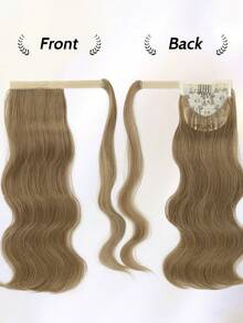 nimoki Ponytail Extension 18 Inch Magic Paste Heat Resistant Wavy Synthetic Fiber Wrap Around Ponytail Hairpiece For Daily Use(Khaki) - Khaki - View 5