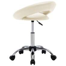vidaXL Chaise de travail roulante Crème - Beige - Voir 5