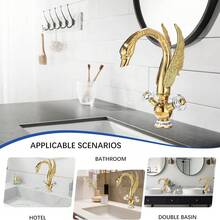 Modern Basin Faucet Swan Two-Handle Single-Hole Basin Faucet Mixer Tap - 金色 - 查看 6