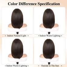 棕色渐变刘海假发，女士齐肩层次刘海假发，耐热合成纤维假发