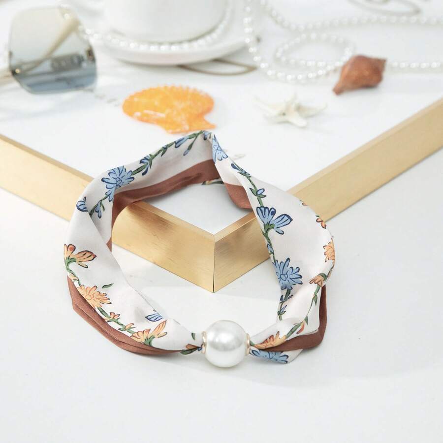 New Pearl Magnetic Clasp Collarbone Chain Long Scarf Women Spring Summer Decorative Necklace Scarf Vintage Versatile Sweater Chain - 17 - Xem 1