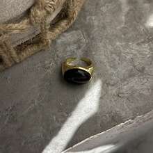 1 Piece Oval Ring High-End Elegant Vintage Versatile Open Ring - Gold Obsidian Ring - View 8
