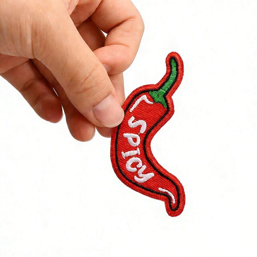 1pc Chili Pepper Embroidery Iron-On Patch, Funny Embroidered Iron-On Patch, Suitable For Clothes, Jeans, Backpacks
