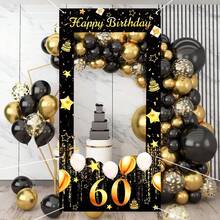 1pc Black & Gold Birthday Photo Backdrop, 18-50 Years Old Birthday Photo Frame, Birthday Party Background Decoration, Anniversary Decoration, Party Photography Props, Party Photo Booth, Birthday Decoration, Birthday Gift, Party Favors - Multicolor - View 21